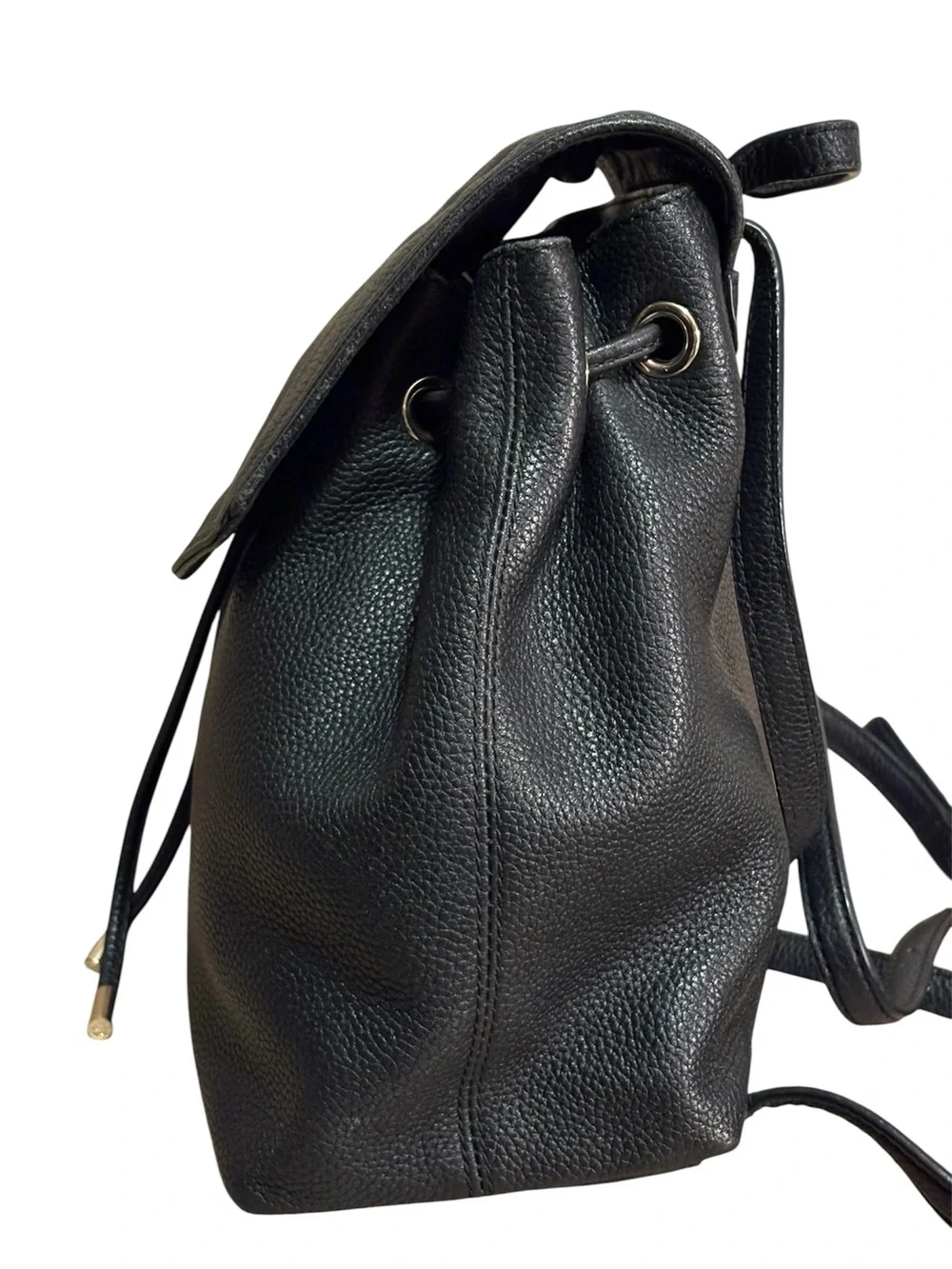 kate spade Black Pebbled Leather Drawstring Backpack